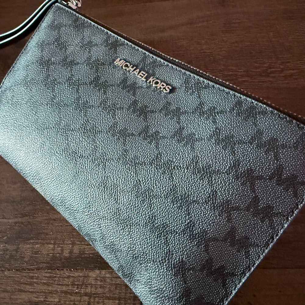 Michael Kors Black Textured Wristlet